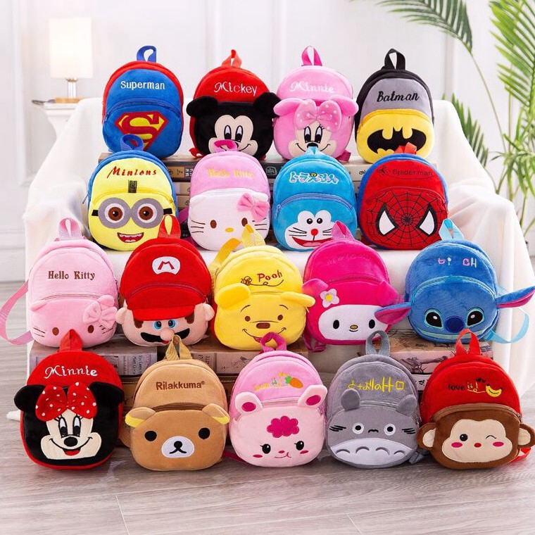 Baby Cartoon Plush Toy Bag Disney Hello Kitty Kids Early School Kindergarten Backpack Ready Stock