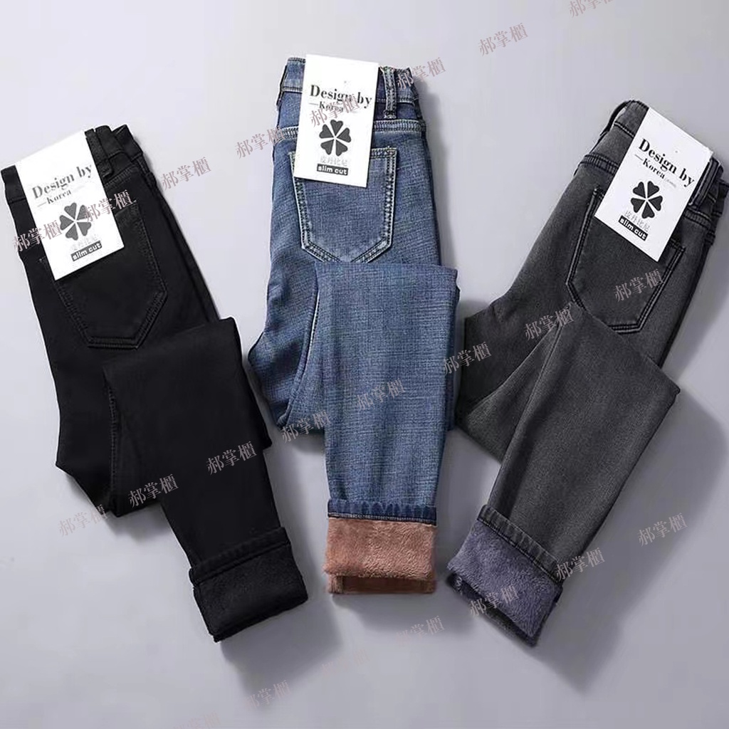 Japanese-style women's jeans, fleece jeans, fleece jeans, winter pants, oversized denim pants, fleece jeans, stretch jeans
