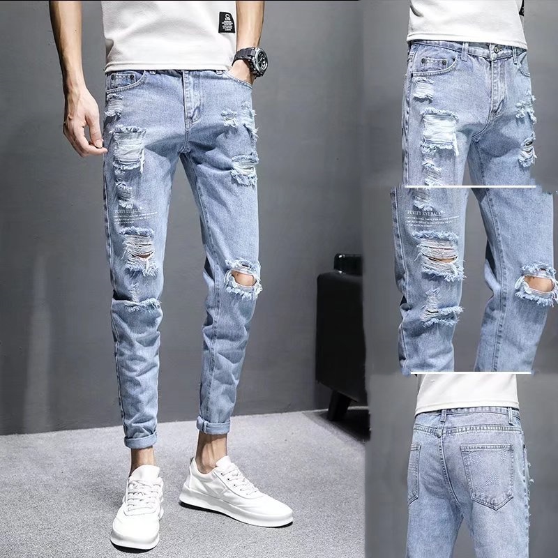A variety of styles to choose from: trendy ripped jeans for men, heavyweight trendy brand slim fit, skinny jeans, Korean style cropped jeans, ripped casual ripped jeans, boys' trousers