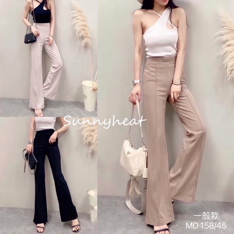 In stock♡︎ Elastic support high waist flared pants with pressure line Hot selling top 1 Long legs and slimming Free shipping on one piece