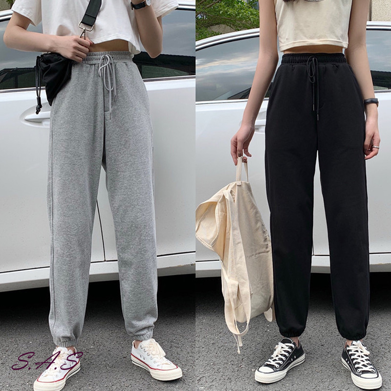 Gray harem pants, slim high waist casual pants, harem pants, cotton pants, loose and versatile sports pants, sports pants, casual pants, trousers, high waist, slimming SAS [1231P]