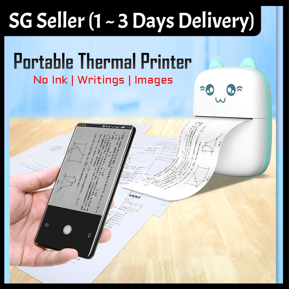 ?SG Seller!!? Portable Mini Thermal Printer / Sticker Label | No Ink Need For School / Work / Leis