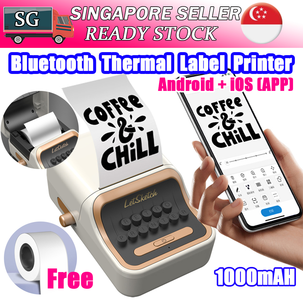 ReadyStock? Thermal Printer Wireless Bluetooth Thermal Printing Sticker Inkless Label Maker Textbook