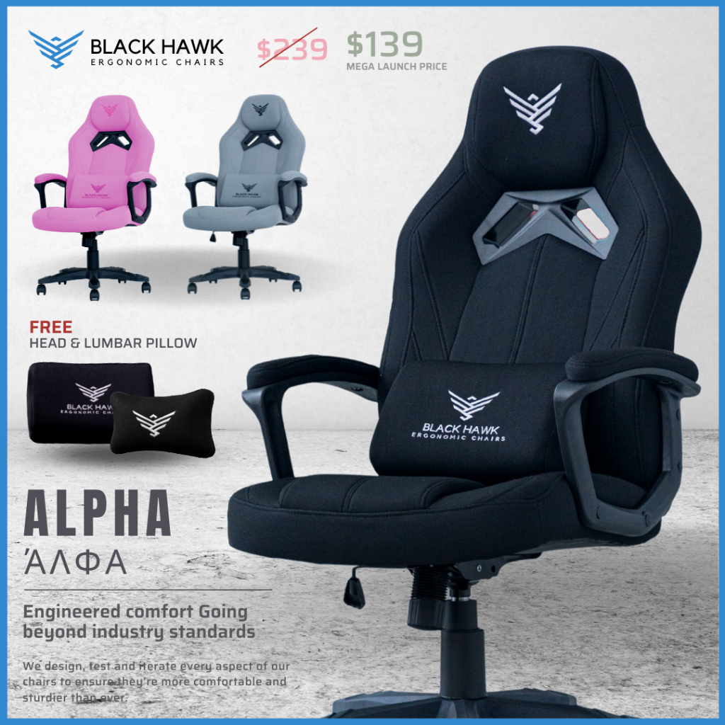 (͢I͢N͢ ͢S͢T͢O͢C͢K͢S͢)͢ Black Hawk ALPHA Gaming Chair / Gaming Chair / Computer Chair (E-Sports Chair) / Office Chair