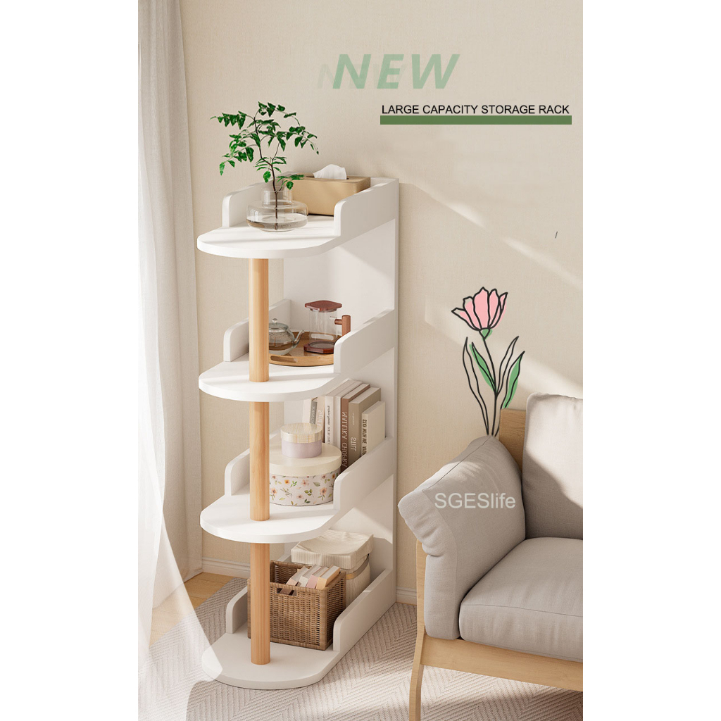 Living room sofa side shelf bedroom bedside narrow gap storage shelf storage cabinet small bookshelf landing