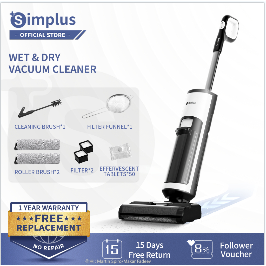 NEW Simplus Wet Dry Mop Vacuum Cleaner 3-In-1 Cordless S-Clean V1 Smart Floor Washer