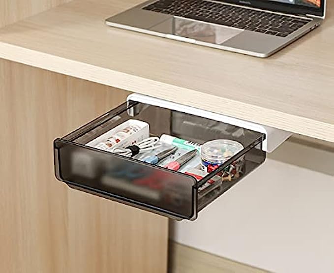 COLINCH Under Desk Storage Drawer, Pencil and Office Supplies Organizer, Suitable for Small Office Desk (Black, Large)
