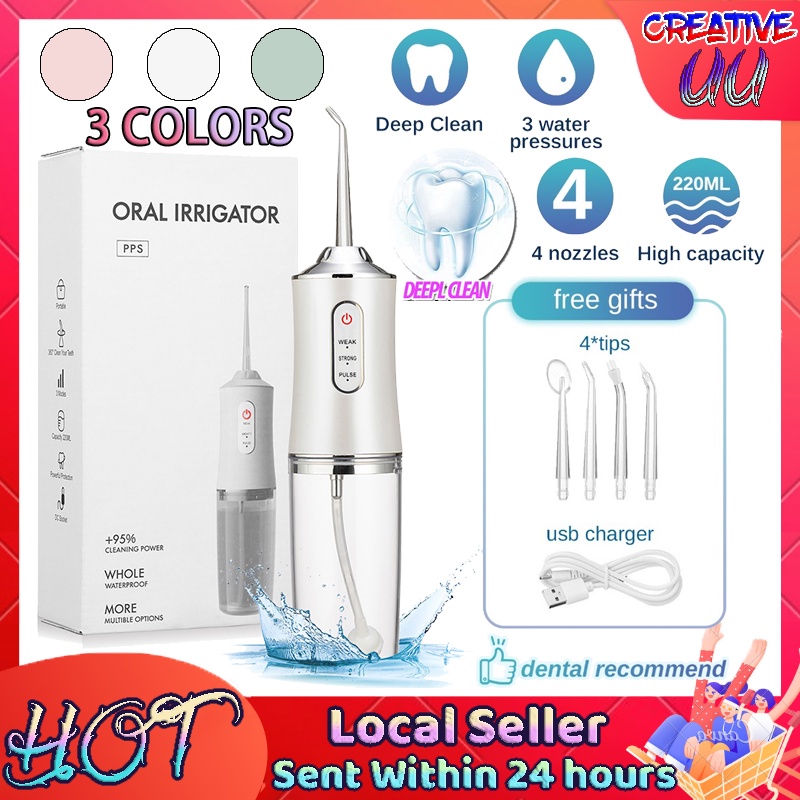 【SG Ready Stock】Oral irrigator Water floss Electric Tooth cleaning Healthy Oral care USB recharge Portable 3 Modes 