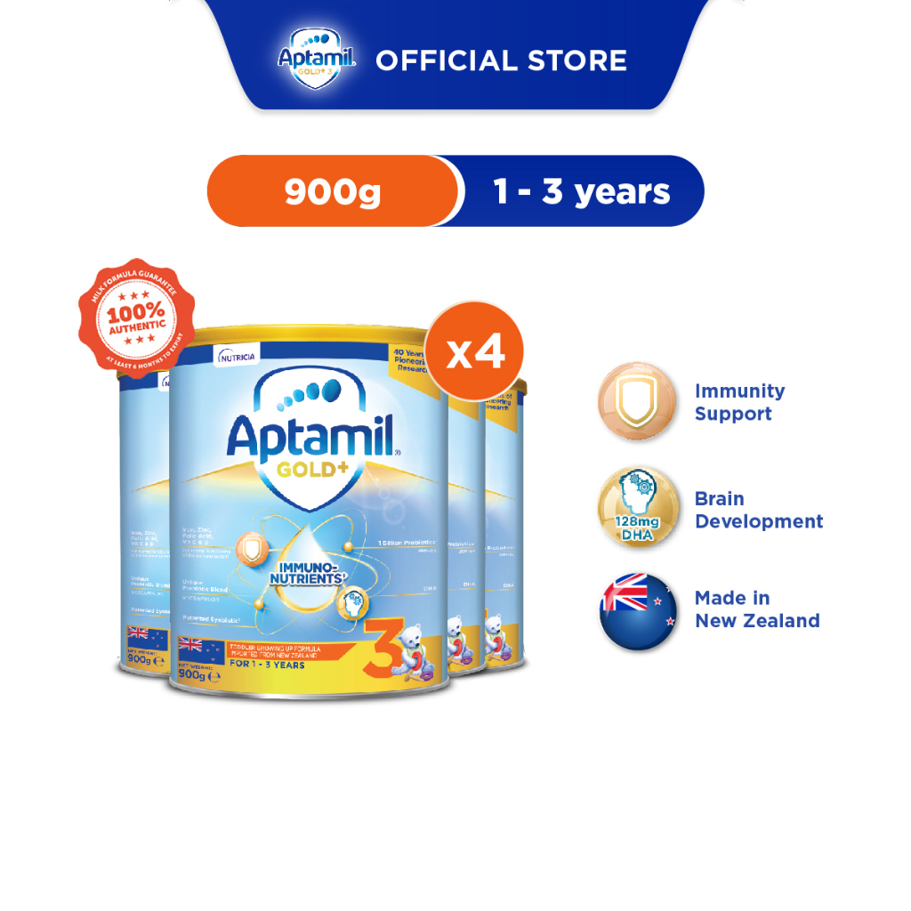 [Bundle of 4] Aptamil Gold+ Immuno-Nutrients Stage 3 Toddler Growing Up Formula Milk Powder 900g