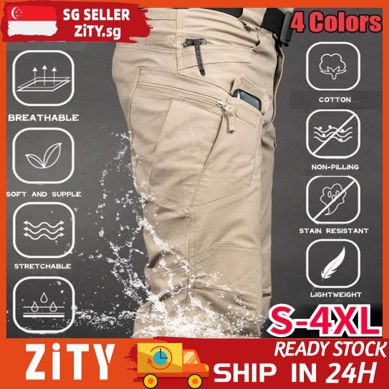 ZiTYIX7 S-4XL Tactical Pants Waterproof Slim Fit Multi Pockets Anti-stain Tactical Black Cargo Pants Men Military Tactical Cargo Pants Outdoor Men's Training Pants