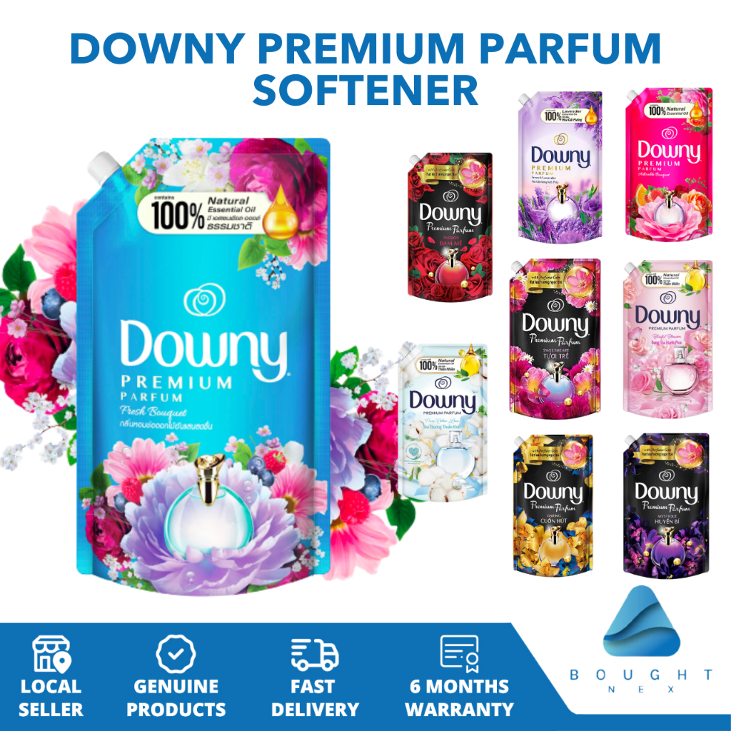 Downy Concentrate Fabric Softener - Premium Perfume, Long Lasting, Refill Pack 1L, 1.35L, 23mlx24pcs