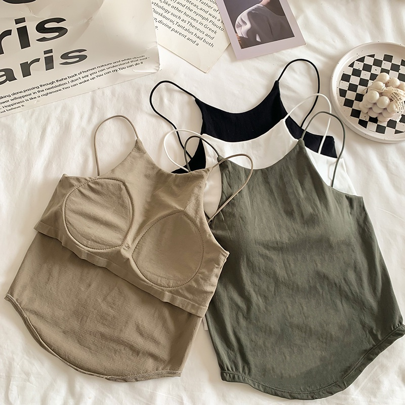 Women's summer with chest pad sleeveless halter vest tank top